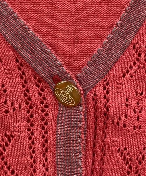 Vivienne Westwood RED LABEL（ヴィヴィアンウエストウッドレッドレーベル）Vivienne Westwood RED LABEL (ヴィヴィアンウエストウッドレッドレーベル) オーブボタン ニットカーディガン レッド サイズ:3の古着・服飾アイテム