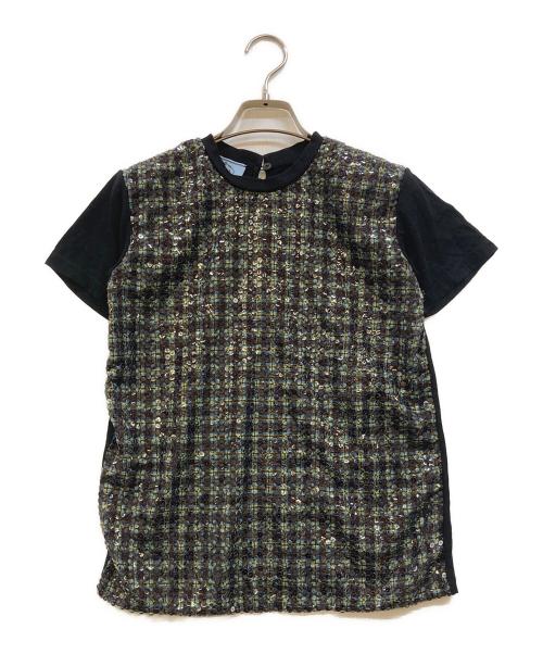 PRADA（プラダ）PRADA (プラダ) ビジューカットソー ブラック サイズ:Sの古着・服飾アイテム