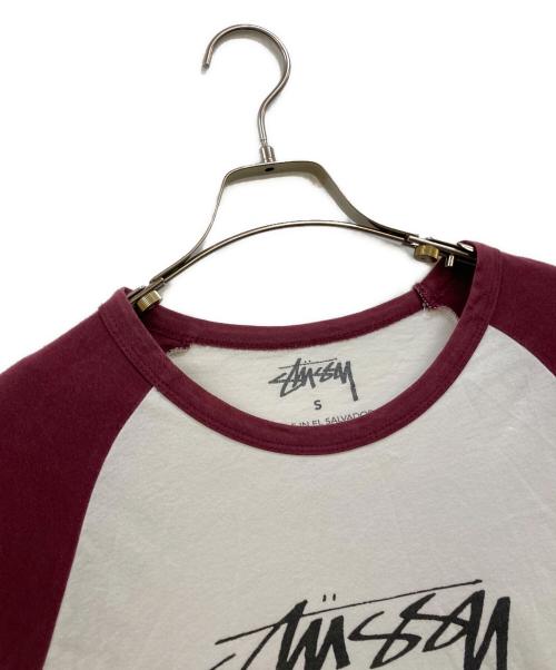 stussy（ステューシー）stussy (ステューシー) ラグランTシャツ レッド×ホワイト サイズ:Sの古着・服飾アイテム