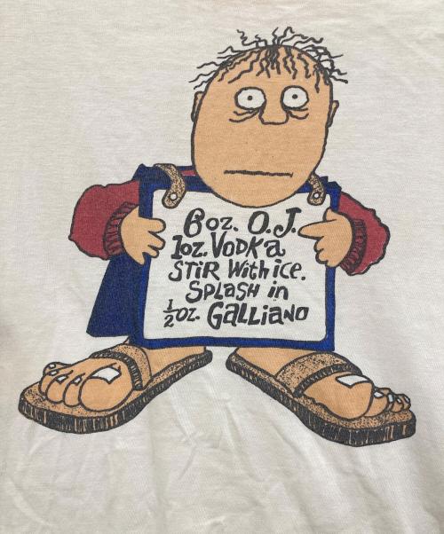 Champion（チャンピオン）Champion (チャンピオン) 60s 染み込みプリントリンガーTシャツ ホワイト×イエロー サイズ:XLの古着・服飾アイテム