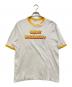 Champion（チャンピオン）の古着「60s 染み込みプリントリンガーTシャツ」｜ホワイト×イエロー
