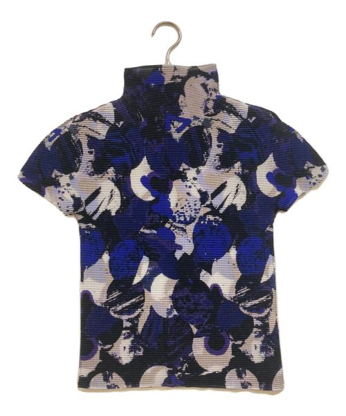 me ISSEY MIYAKE（ミーイッセイ ミヤケ）me ISSEY MIYAKE (ミーイッセイ ミヤケ) Graphic Design Pleated Top ブルー×ホワイト サイズ:-の古着・服飾アイテム