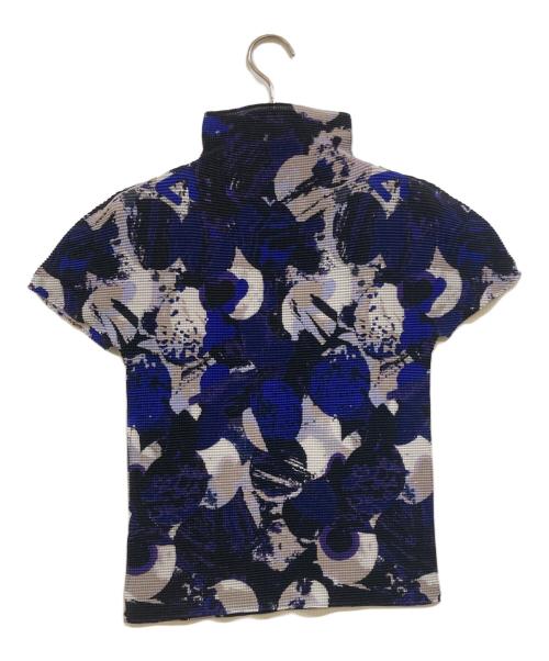 me ISSEY MIYAKE（ミーイッセイ ミヤケ）me ISSEY MIYAKE (ミーイッセイ ミヤケ) Graphic Design Pleated Top ブルー×ホワイト サイズ:-の古着・服飾アイテム