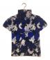 me ISSEY MIYAKE（ミーイッセイ ミヤケ）の古着「Graphic Design Pleated Top」｜ブルー×ホワイト