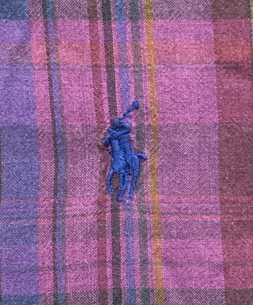POLO RALPH LAUREN（ポロ・ラルフローレン）POLO RALPH LAUREN (ポロ・ラルフローレン) 90's CALDWELL オープンカラーチェックシャツ パープル サイズ:Ｌの古着・服飾アイテム