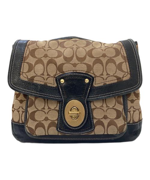 COACH（コーチ）COACH (コーチ) ターンロック シグネチャー ショルダーバッグ ベージュの古着・服飾アイテム