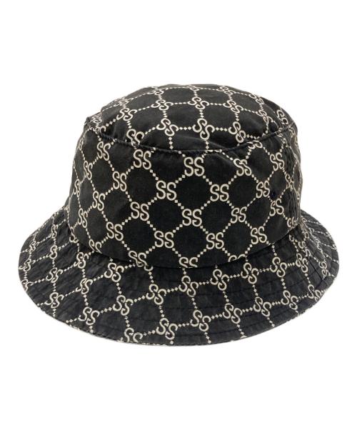 stussy（ステューシー）stussy (ステューシー) 90's SSリンク モノグラム柄 バケットハット ブラック サイズ:L/XLの古着・服飾アイテム