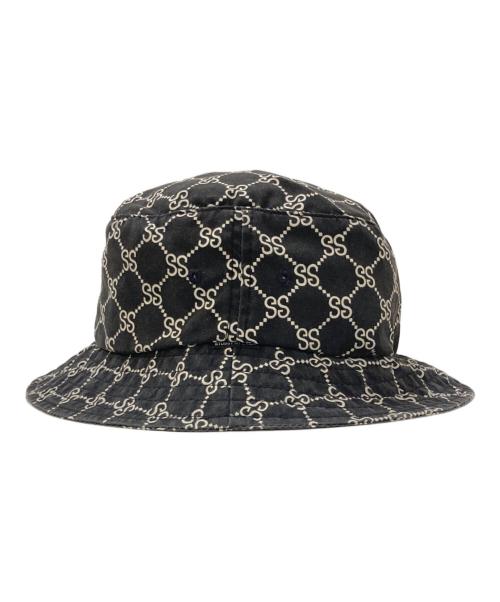 stussy（ステューシー）stussy (ステューシー) 90's SSリンク モノグラム柄 バケットハット ブラック サイズ:L/XLの古着・服飾アイテム