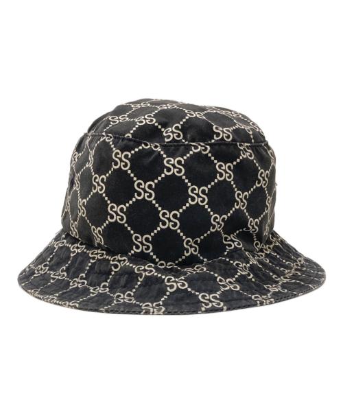 stussy（ステューシー）stussy (ステューシー) 90's SSリンク モノグラム柄 バケットハット ブラック サイズ:L/XLの古着・服飾アイテム
