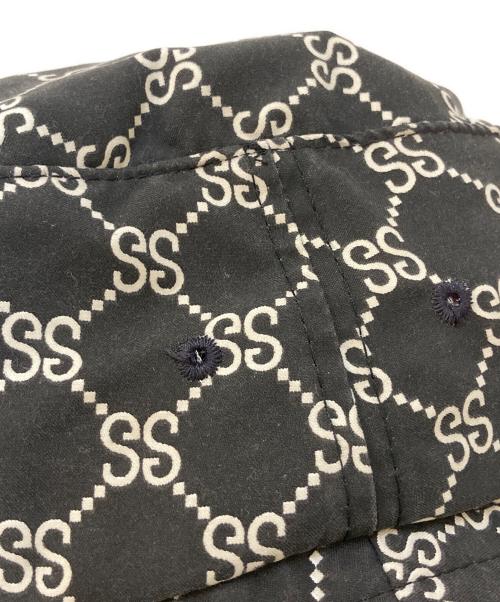 stussy（ステューシー）stussy (ステューシー) 90's SSリンク モノグラム柄 バケットハット ブラック サイズ:L/XLの古着・服飾アイテム