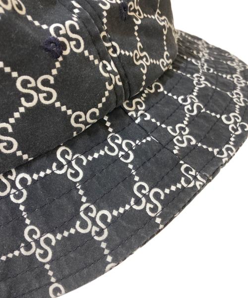 stussy（ステューシー）stussy (ステューシー) 90's SSリンク モノグラム柄 バケットハット ブラック サイズ:L/XLの古着・服飾アイテム