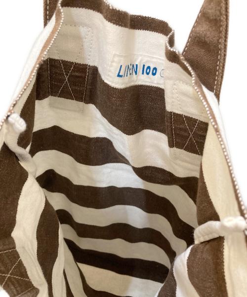 mina perhonen（ミナ ペルホネン）mina perhonen (ミナ ペルホネン) LINEN 100 トートバッグ ブラウン×ホワイトの古着・服飾アイテム
