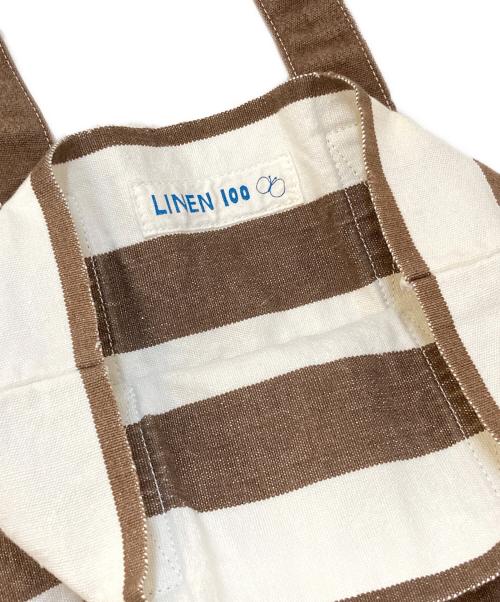 mina perhonen（ミナ ペルホネン）mina perhonen (ミナ ペルホネン) LINEN 100 トートバッグ ブラウン×ホワイトの古着・服飾アイテム