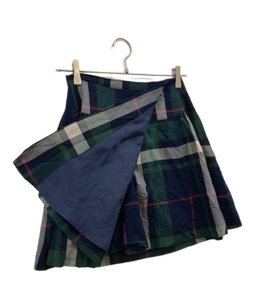BURBERRY LONDON（バーバリーロンドン）BURBERRY LONDON (バーバリーロンドン) チェックフレアミニスカート ネイビー×グリーン サイズ:36の古着・服飾アイテム