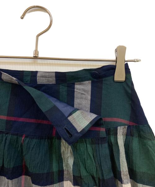 BURBERRY LONDON（バーバリーロンドン）BURBERRY LONDON (バーバリーロンドン) チェックフレアミニスカート ネイビー×グリーン サイズ:36の古着・服飾アイテム