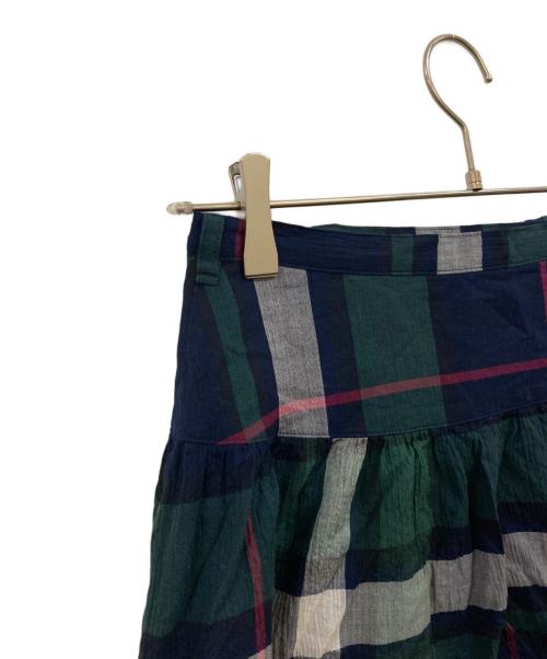 BURBERRY LONDON（バーバリーロンドン）BURBERRY LONDON (バーバリーロンドン) チェックフレアミニスカート ネイビー×グリーン サイズ:36の古着・服飾アイテム