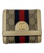 GUCCIグッチ）の古着「GGスプリーム・オフィディアコンパクトウォレット」｜ベージュ