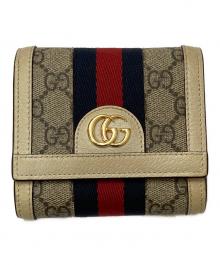 GUCCI（グッチ）の古着「GGスプリーム・オフィディアコンパクトウォレット」｜ベージュ