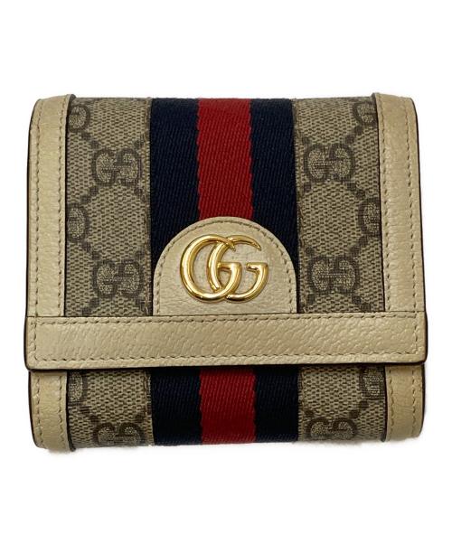 GUCCI（グッチ）GUCCI (グッチ) GGスプリーム・オフィディアコンパクトウォレット ベージュの古着・服飾アイテム