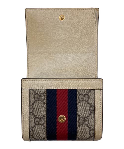 GUCCI（グッチ）GUCCI (グッチ) GGスプリーム・オフィディアコンパクトウォレット ベージュの古着・服飾アイテム