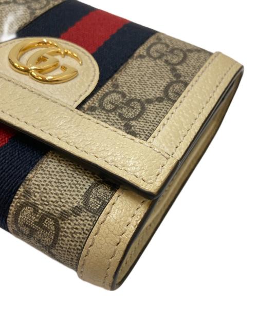 GUCCI（グッチ）GUCCI (グッチ) GGスプリーム・オフィディアコンパクトウォレット ベージュの古着・服飾アイテム