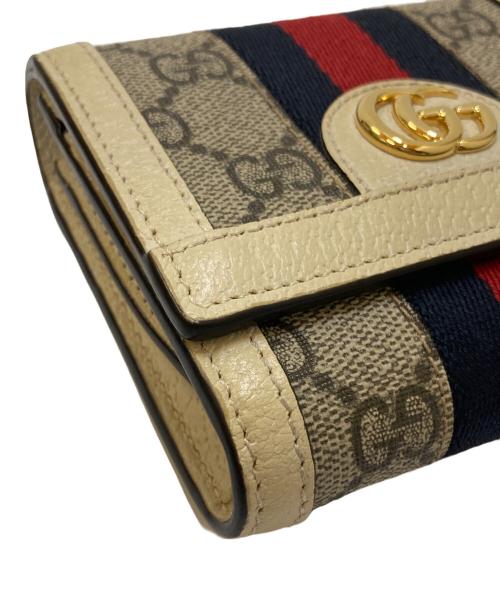 GUCCI（グッチ）GUCCI (グッチ) GGスプリーム・オフィディアコンパクトウォレット ベージュの古着・服飾アイテム