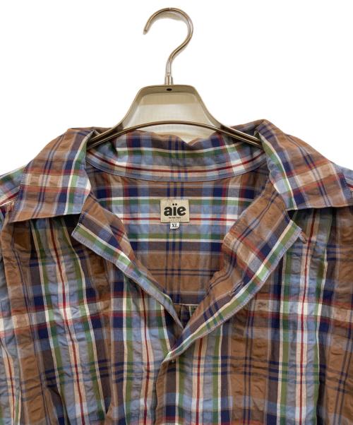 AiE（エーアイイー）AiE (エーアイイー) Painter Shirt - Cotton Seersucker - Plaid ブラウン サイズ:XLの古着・服飾アイテム