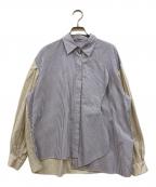 HeRIN.CYEヘリンドットサイ）の古着「Wave motif big shirt」｜ラベンダー×ベージュ