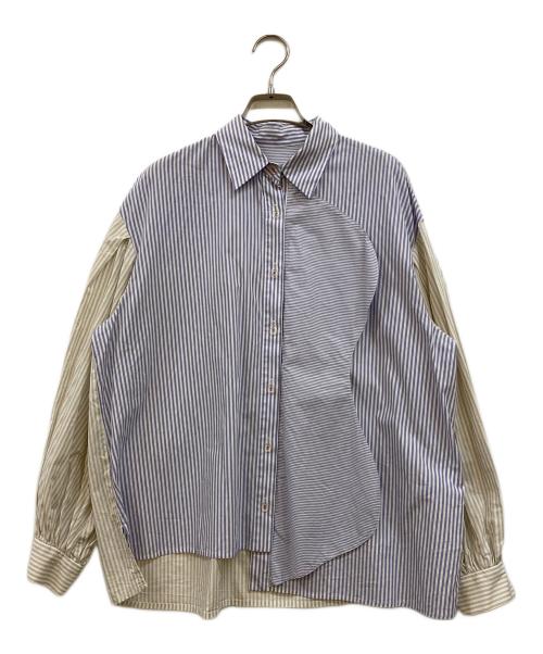 HeRIN.CYE（ヘリンドットサイ）HeRIN.CYE (ヘリンドットサイ) Wave motif big shirt ラベンダー×ベージュ サイズ:Freeの古着・服飾アイテム