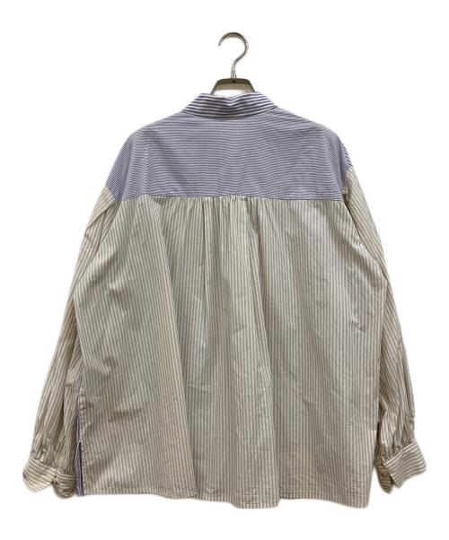 HeRIN.CYE（ヘリンドットサイ）HeRIN.CYE (ヘリンドットサイ) Wave motif big shirt ラベンダー×ベージュ サイズ:Freeの古着・服飾アイテム