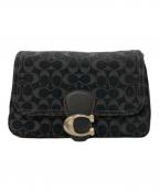 COACHコーチ）の古着「ソフト タビー ショルダー バッグ・シグネチャー デニム」｜ブラック