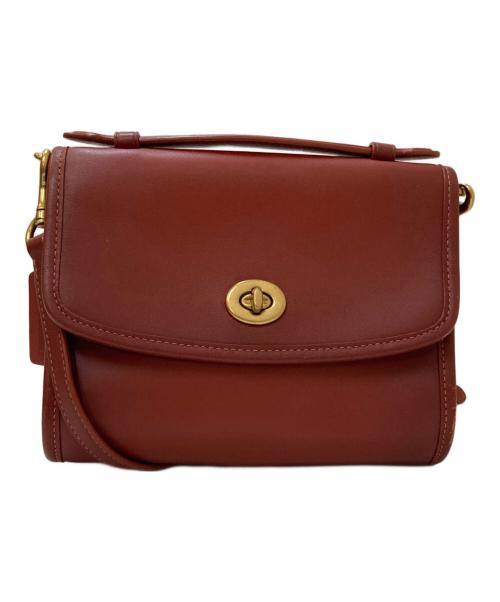 COACH（コーチ）COACH (コーチ) KIP ターンロック レザーショルダーバッグ ブラウンの古着・服飾アイテム