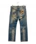 DOLCE & GABBANA (ドルチェ＆ガッバーナ) ヴィンテージ加工 ハラコパッチ デニムパンツ インディゴ サイズ:46：7000円