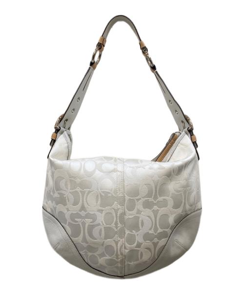 COACH（コーチ）COACH (コーチ) シグネチャー ハーフムーン ホーボーバッグ ホワイトの古着・服飾アイテム