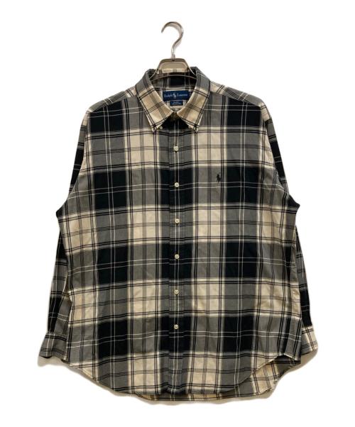 RALPH LAUREN（ラルフローレン）RALPH LAUREN (ラルフローレン) BLAKE チェックボタンダウンシャツ ホワイト×ブラック サイズ:LLの古着・服飾アイテム