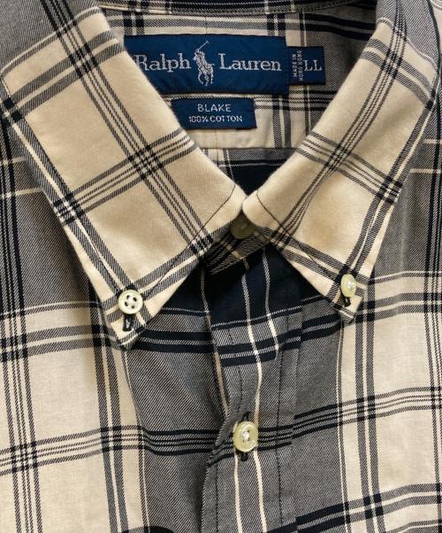 RALPH LAUREN（ラルフローレン）RALPH LAUREN (ラルフローレン) BLAKE チェックボタンダウンシャツ ホワイト×ブラック サイズ:LLの古着・服飾アイテム