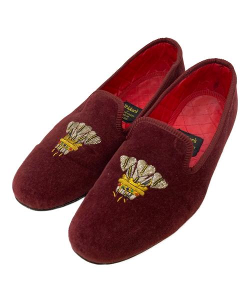 Tricker's（トリッカーズ）Tricker's (トリッカーズ) ベルベットスリッポンシューズ レッド サイズ:7 1/2の古着・服飾アイテム