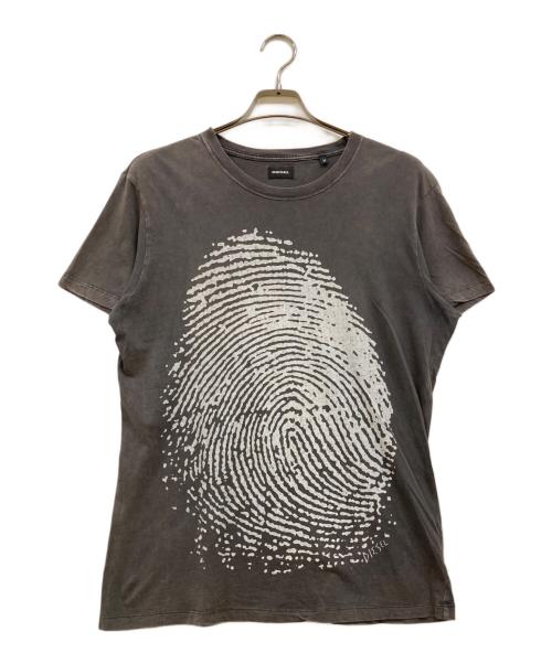 DIESEL（ディーゼル）DIESEL (ディーゼル) 00s 指紋プリントTシャツ グレー サイズ:Ｍの古着・服飾アイテム