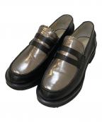 JIL SANDER NAVYジルサンダー ネイビー）の古着「バイカラーコインローファー」｜メタリックシルバー×ブラック