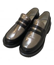 JIL SANDER NAVY（ジルサンダー ネイビー）の古着「バイカラーコインローファー」｜メタリックシルバー×ブラック