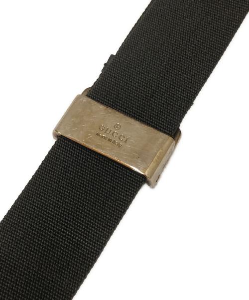 GUCCI（グッチ）GUCCI (グッチ) ロゴプレート ナイロン×レザー ショルダーバッグ ブラックの古着・服飾アイテム