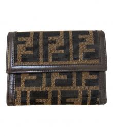 FENDI（フェンディ）の古着「ズッカ柄 3つ折り コンパクトウォレット」｜ブラウン