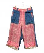 tricot COMME des GARCONSトリココムデギャルソン）の古着「panel-design cropped pants」｜インディゴ×ピンク