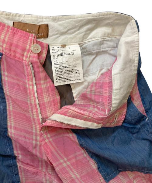 tricot COMME des GARCONS（トリココムデギャルソン）tricot COMME des GARCONS (トリココムデギャルソン) panel-design cropped pants インディゴ×ピンク サイズ:Ｍの古着・服飾アイテム