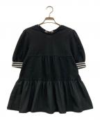 DANSKIN×BORDERS at BALCONYダンスキン×ボーダーズアットバルコニー）の古着「ティアードトップ カットソー」｜ブラック