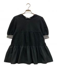 DANSKIN×BORDERS at BALCONY（ダンスキン×ボーダーズアットバルコニー）の古着「ティアードトップ カットソー」｜ブラック