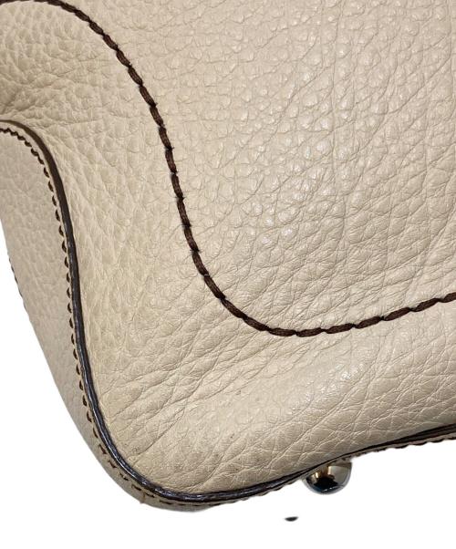 TOD'S（トッズ）TOD'S (トッズ) D ステッチデザイン レザートートバッグ アイボリーの古着・服飾アイテム