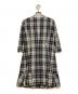 BURBERRY BLUE LABEL (バーバリー ブルー レーベル) 刺繍ホースチェック柄七分袖ワンピース ネイビー×ベージュ サイズ:38：8000円