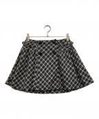 BURBERRY BLUE LABELバーバリー ブルー レーベル）の古着「チェックダブルボタンラップミニスカート」｜ブラック