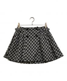 BURBERRY BLUE LABEL（バーバリー ブルー レーベル）の古着「チェックダブルボタンラップミニスカート」｜ブラック